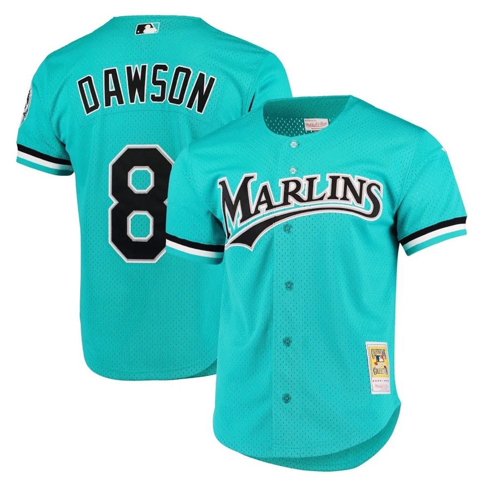 Mitchell & Ness Andre Dawson Teal Florida Marlins Mesh Batting Practice Jersey